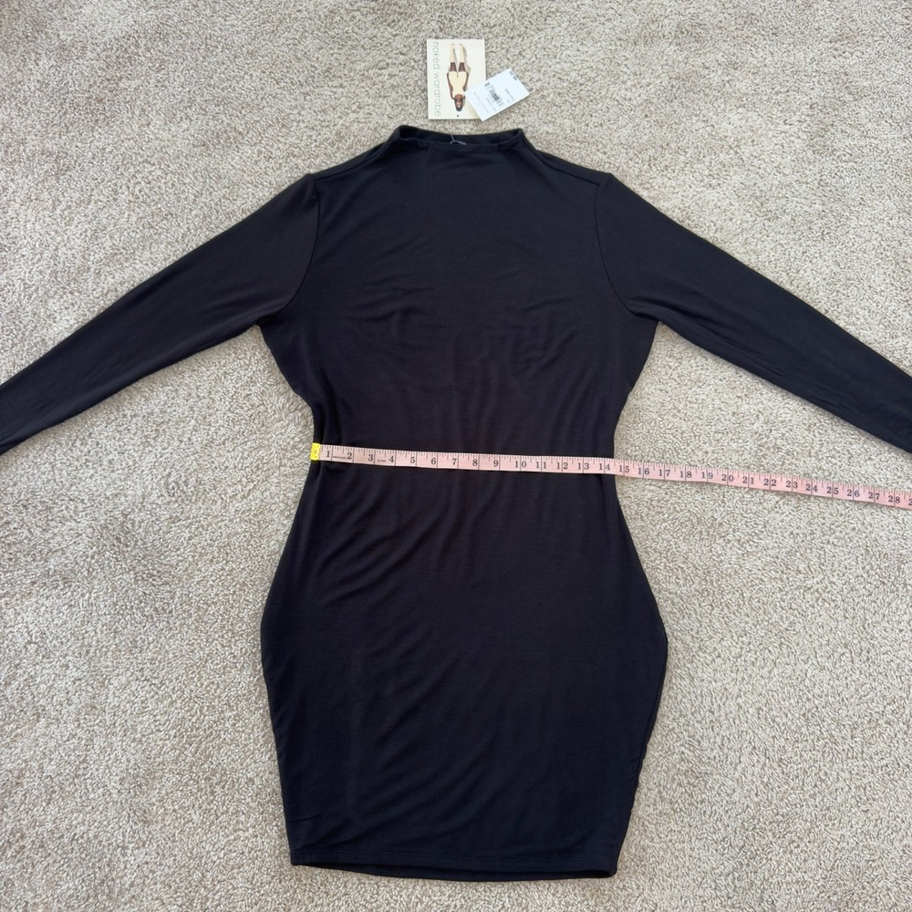 Naked Wardrobe Black Mock Neck Long Sleeve Bodycon Mini Dress 1X NW-D0059X - Picture 6 of 11